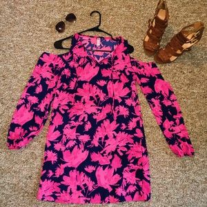 Shoulder cutout long sleeve dress